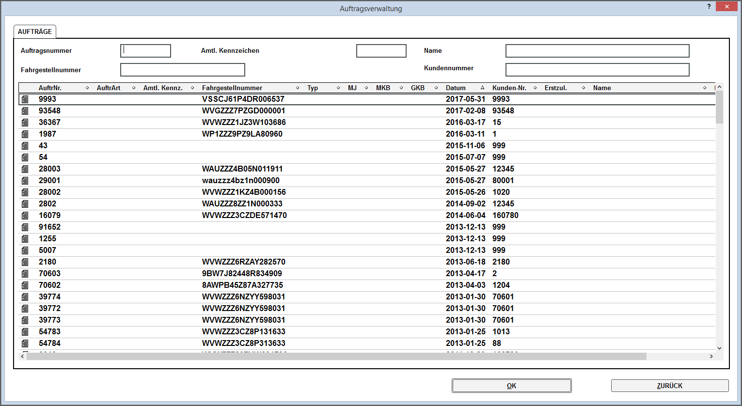 Auftragsliste